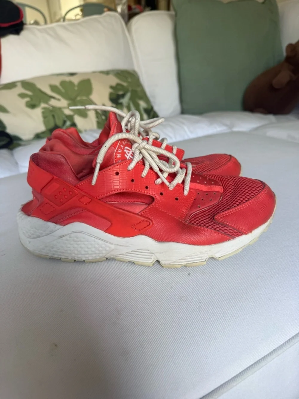 Nike Red Lace-Up Running Shoe with White Accents